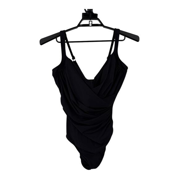 Miraclesuit Sanibel solid one piece swimsuit black size 16 - Picture 2 of 8
